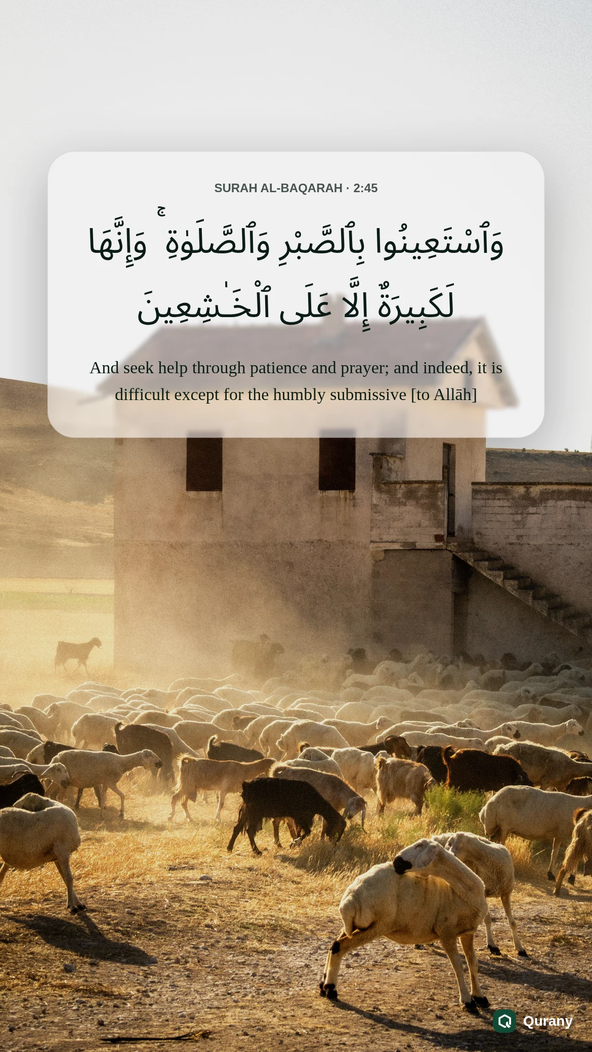 Surah Al Baqarah Aesthetic Wallpaper with Quran ayah 2:45