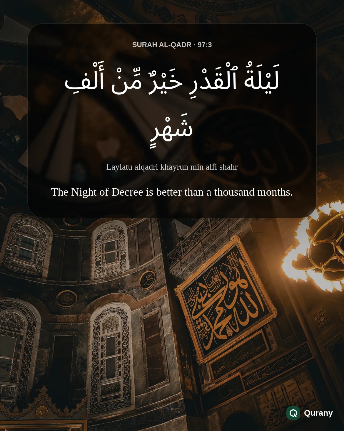 Surah Al Qadr Black Background Wallpaper with Quran ayah 97:3